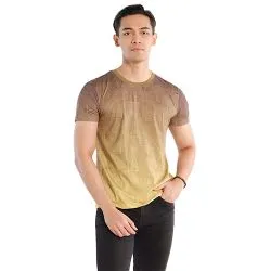 Olive Printed Slim Fit Cotton T-Shirt