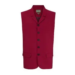 Red Cotton Slim Fit Waistcoat