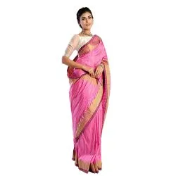 Pink Striped Silk Saree