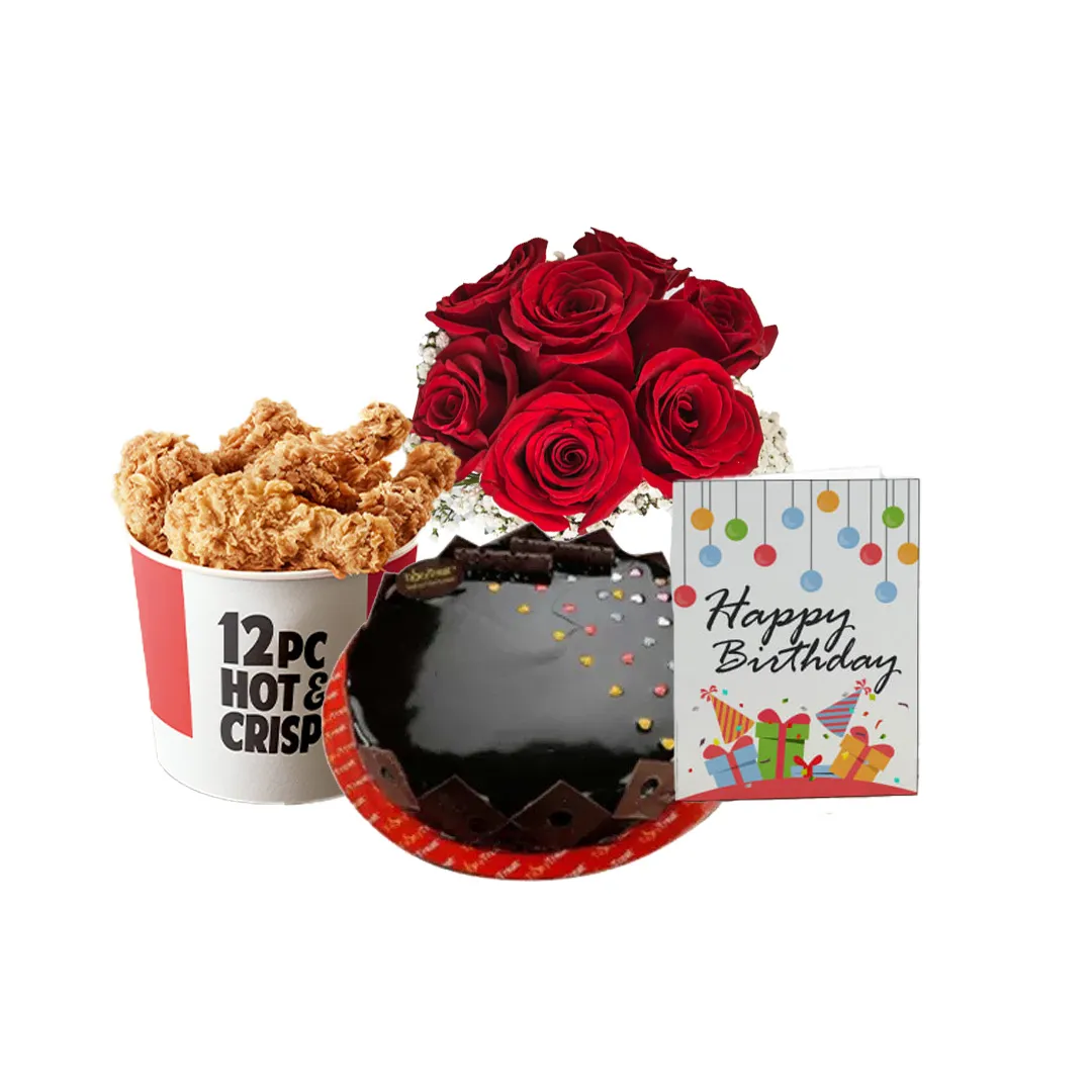 Birthday Cake with KFC bucket