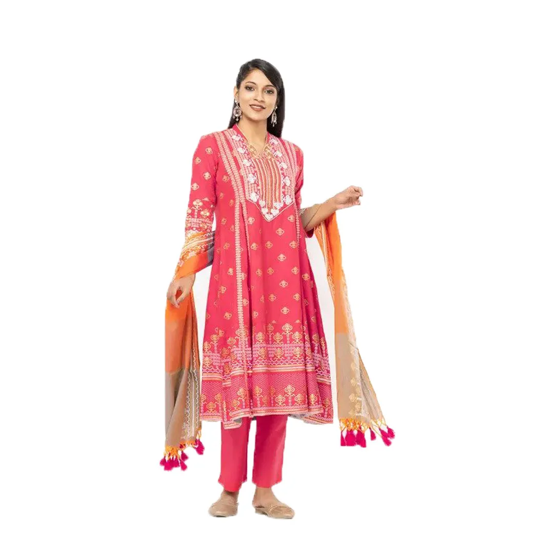 Hot Pink Printed and Embroidered Viscose Shalwar KameezSend it to your loved ones in Bangladesh from the USA, UK, Canada, and Australia, and get a flat 15% discount and free shipping all over Bangladesh.   Note: If an item or size is unavailable, it will 