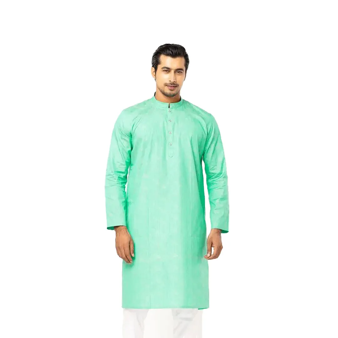 Green Texturead Cotton Panjabi