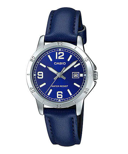 Casio MTP-V004L-2B Men’s Casual Blue Leather Band Blue Dial Date Watch